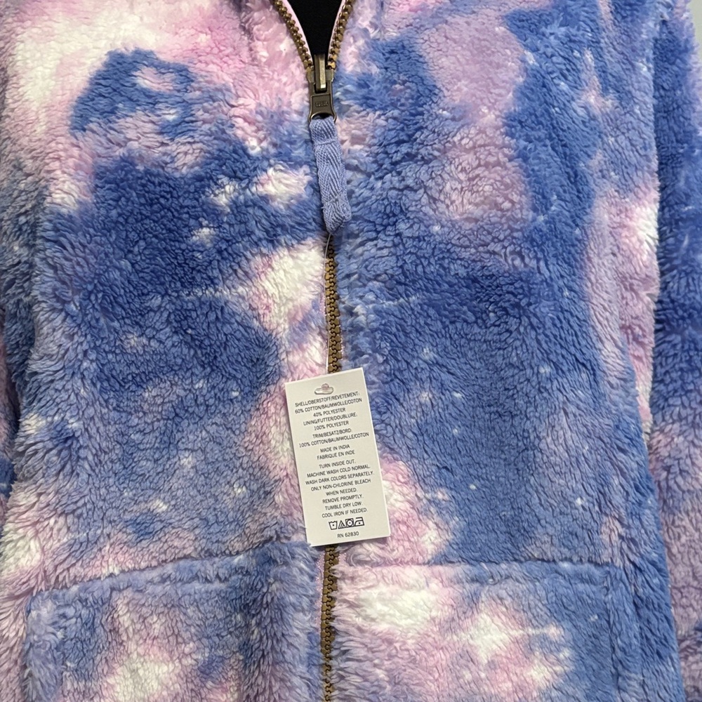 Lands’ End Lavender Zip-Up Hoodie Reversible cozy faux- Fur XXL - Girls - Picture 10 of 16